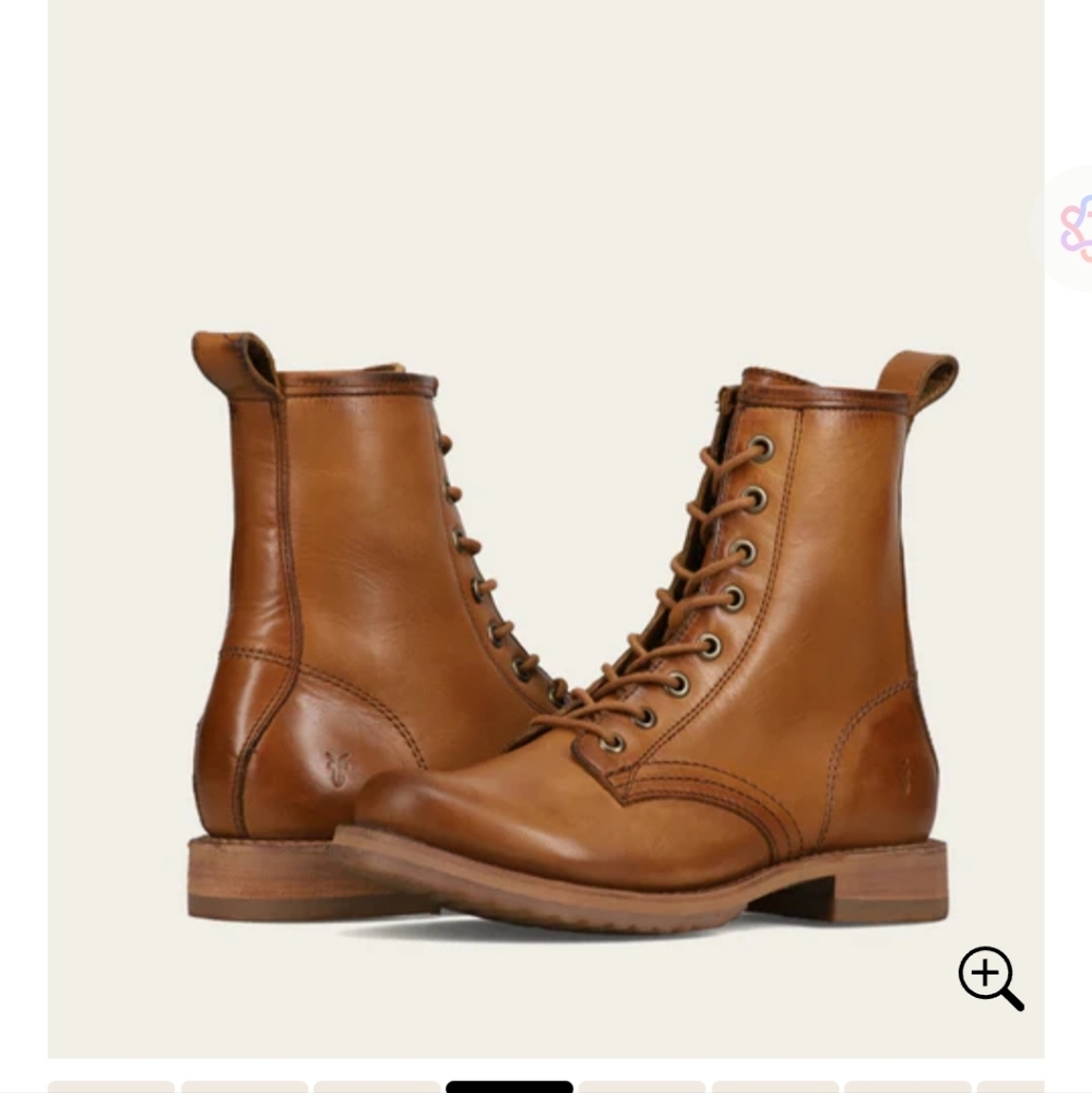 Frye Tan Veronica Flex Leather Combat Boots